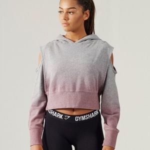RARE Gymshark Cropped Cold Shoulder Ombré Hoodie
